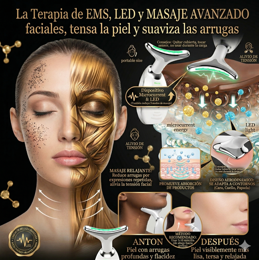 Masajeador Facial EMS + LED — Elimina Papada y Reafirma tu Piel en Casa